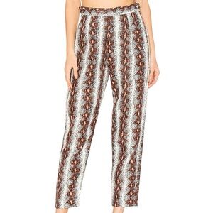 Rachel Comey Westside Flat Trousers Red Snake Multi Size 6 Linen Tapered Ankle